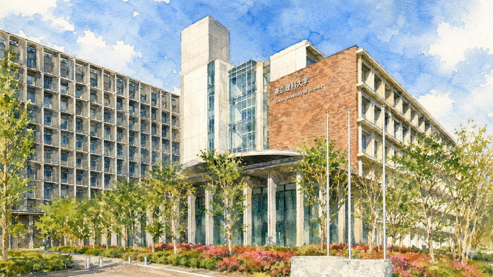 東京理科大学発ベンチャーである株式会社サイエンス構造の会社概要に使用する、葛飾キャンパス建物の水彩画風イメージ